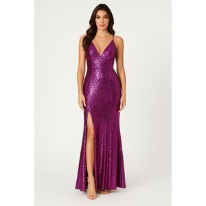 Dress the Population Purple Sequin Gown XXS NWT – Glamorous Formal Evening Dress